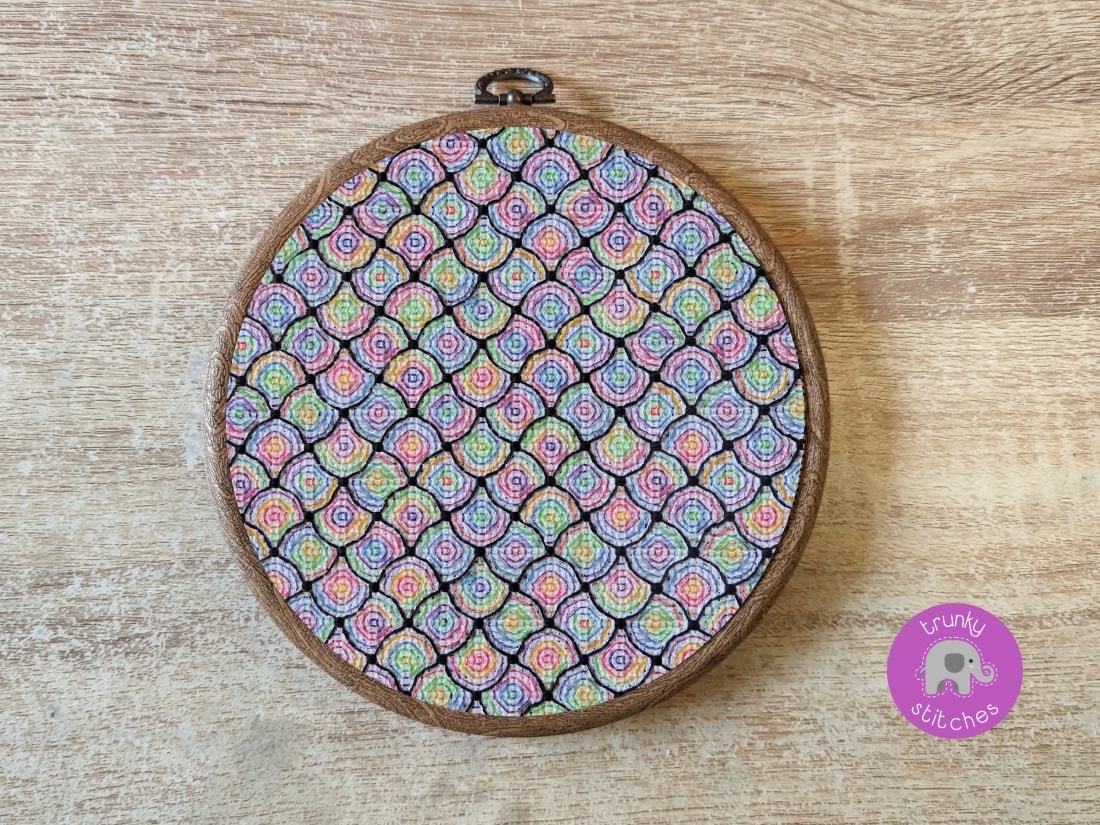 Close up photo of the Optical illusion Blackwork pattern - Circles and swirls