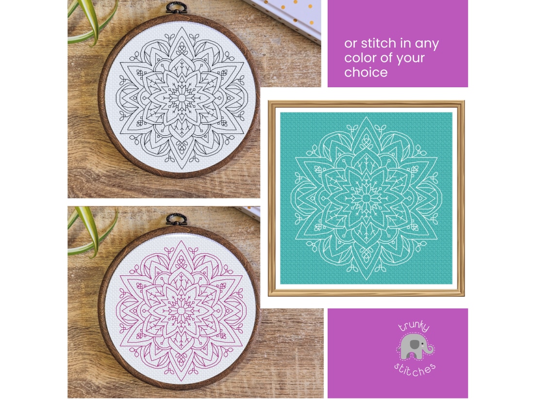 Chart options for  Mandala flower blackwork pattern #2